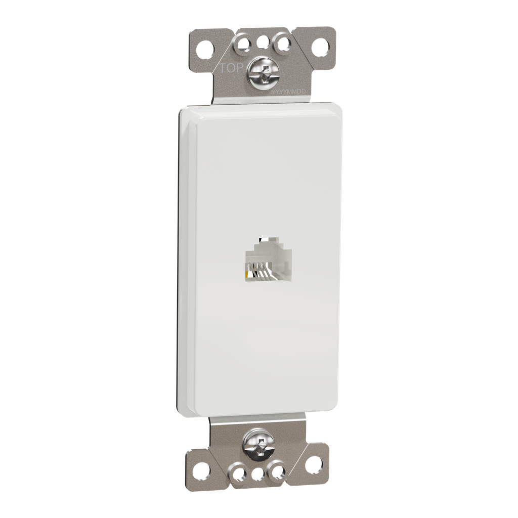 SQR87T01WH – Telephone socket, X Series, RJ11 (4P4C), 1 gang, white, matte finish
