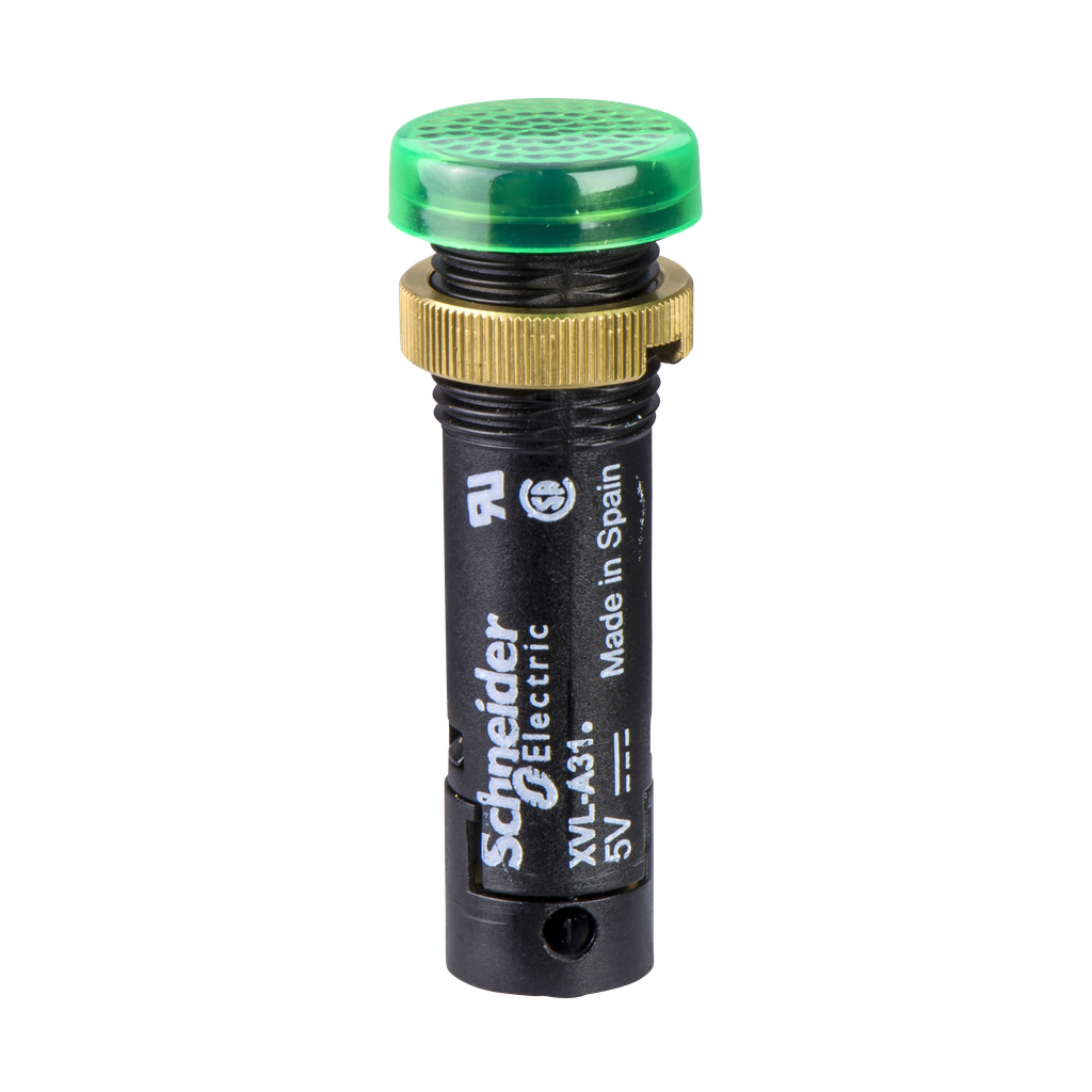 XVLA323 – Pilot light, Harmony XVL, plastic, green, 12mm, covered LED, 12V DC
