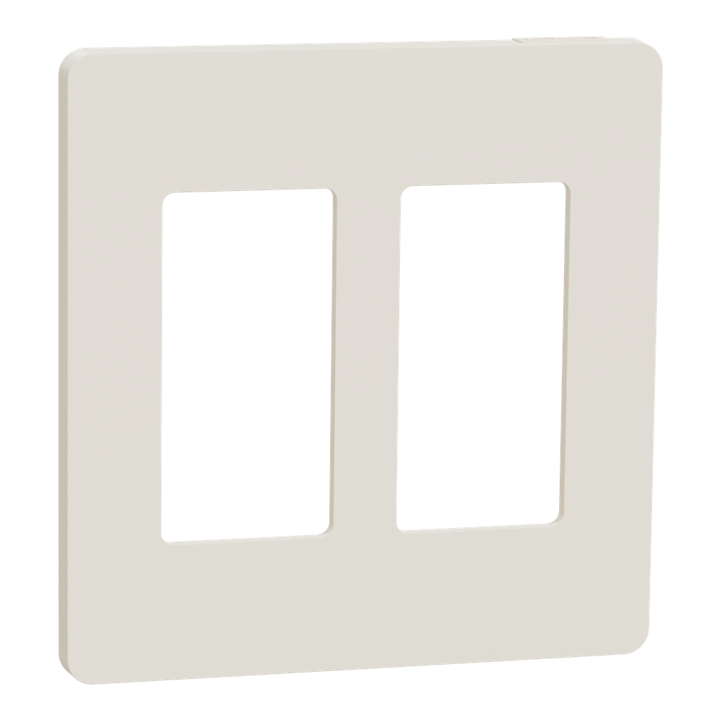 SQWP141002LA – Cover frame, X Series, 2 gangs, screwless, light almond, matte finish