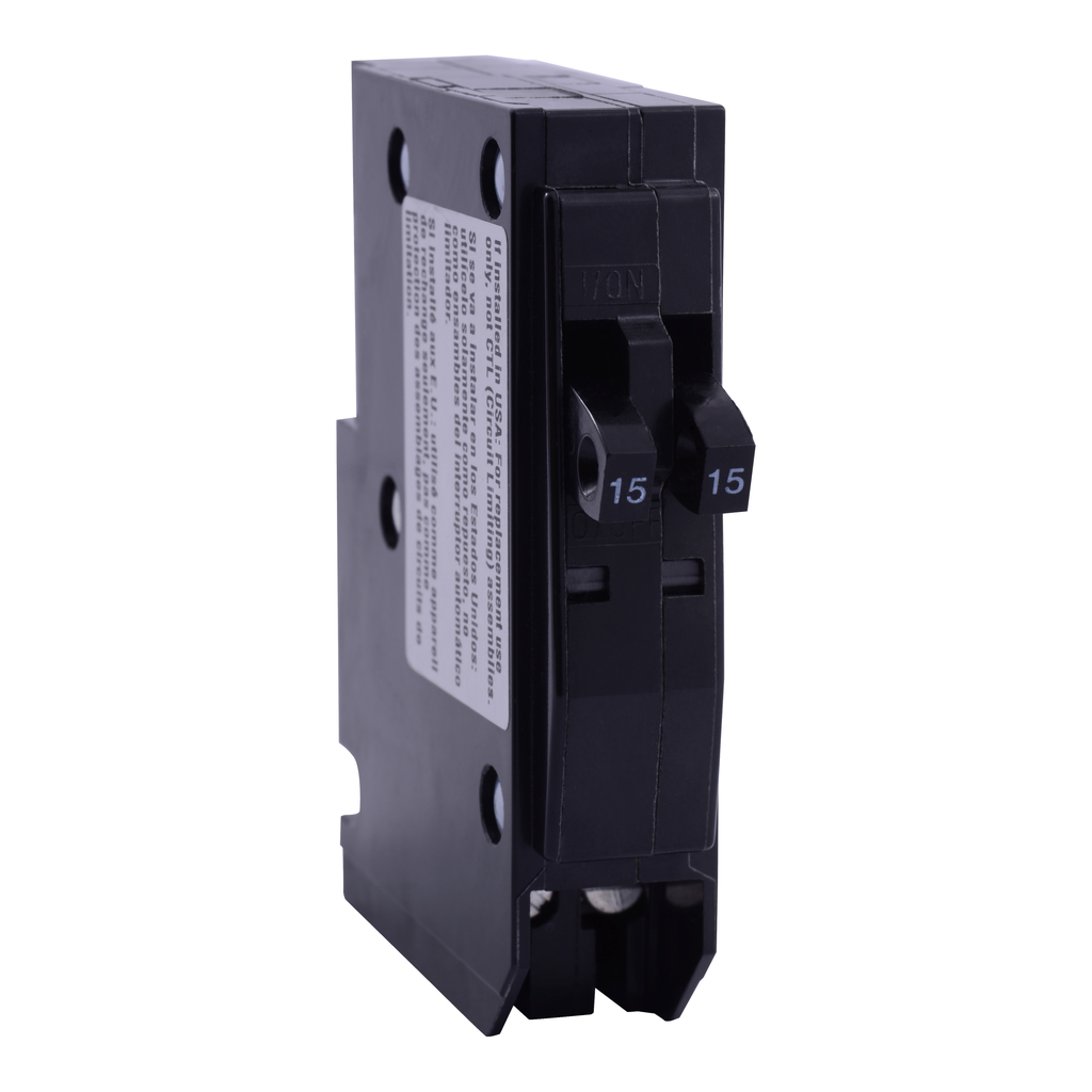 QO1520CP – Tandem mini circuit breaker, QO, 1 x 1 pole at 15A, 1 x 1 pole at 20A, 120/240VAC, 10kA, plug in, consumer pack