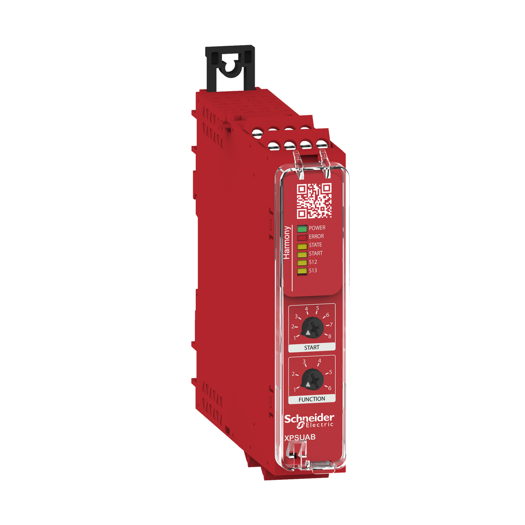 XPSUAB31CP – safety module, Harmony XPSU, Cat 1, potential free 2 NC, NO NC, 2 PNP, 48 to 240V AC or DC, screw