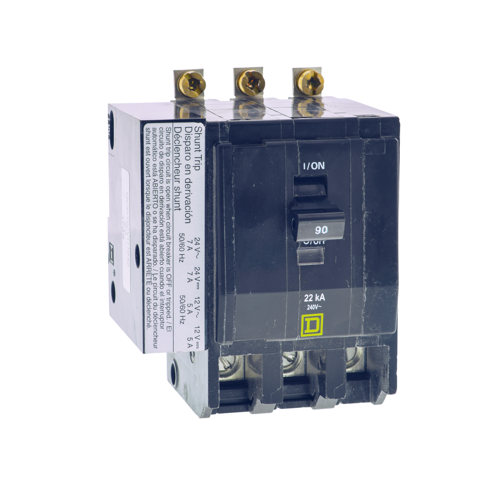 QOB3301042 – Mini circuit breaker, QO, 30A, 3 pole, 120/240VAC, 10kA, bolt on, AC/DC shunt