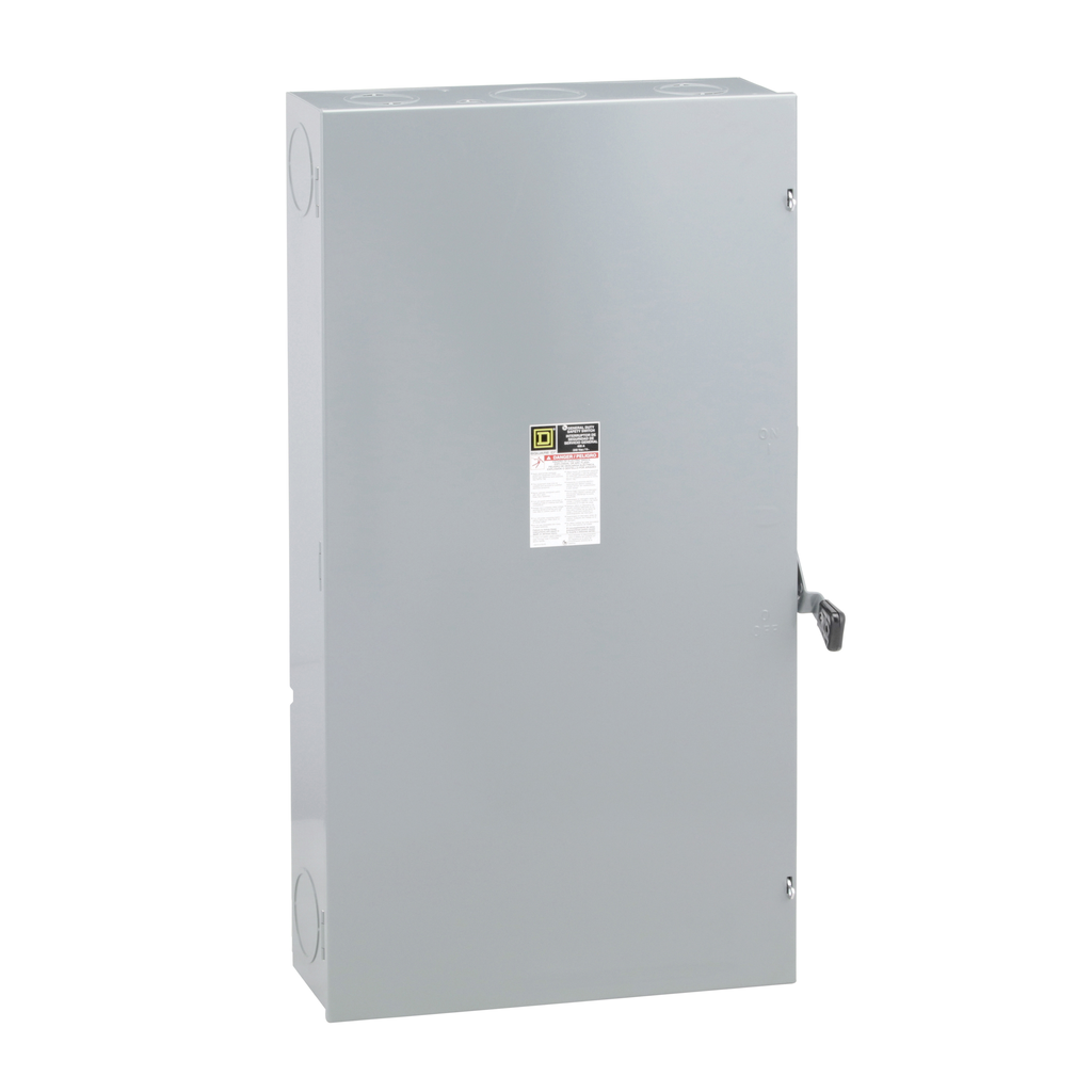 D325NT – Safety switch, general duty, fusible, 400A, 3 pole, 50hp, 240VAC, NEMA 1, fuse class T, neutral factory installed