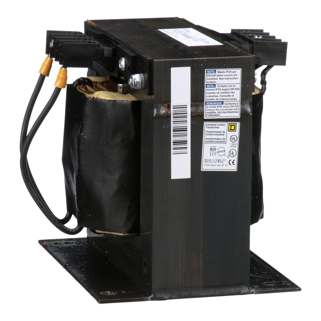 9070T1000D20 – Transformer, Type T, industrial control, 1000VA, 1 phase, 208/230/460V primary, 115V secondary, 115C rise