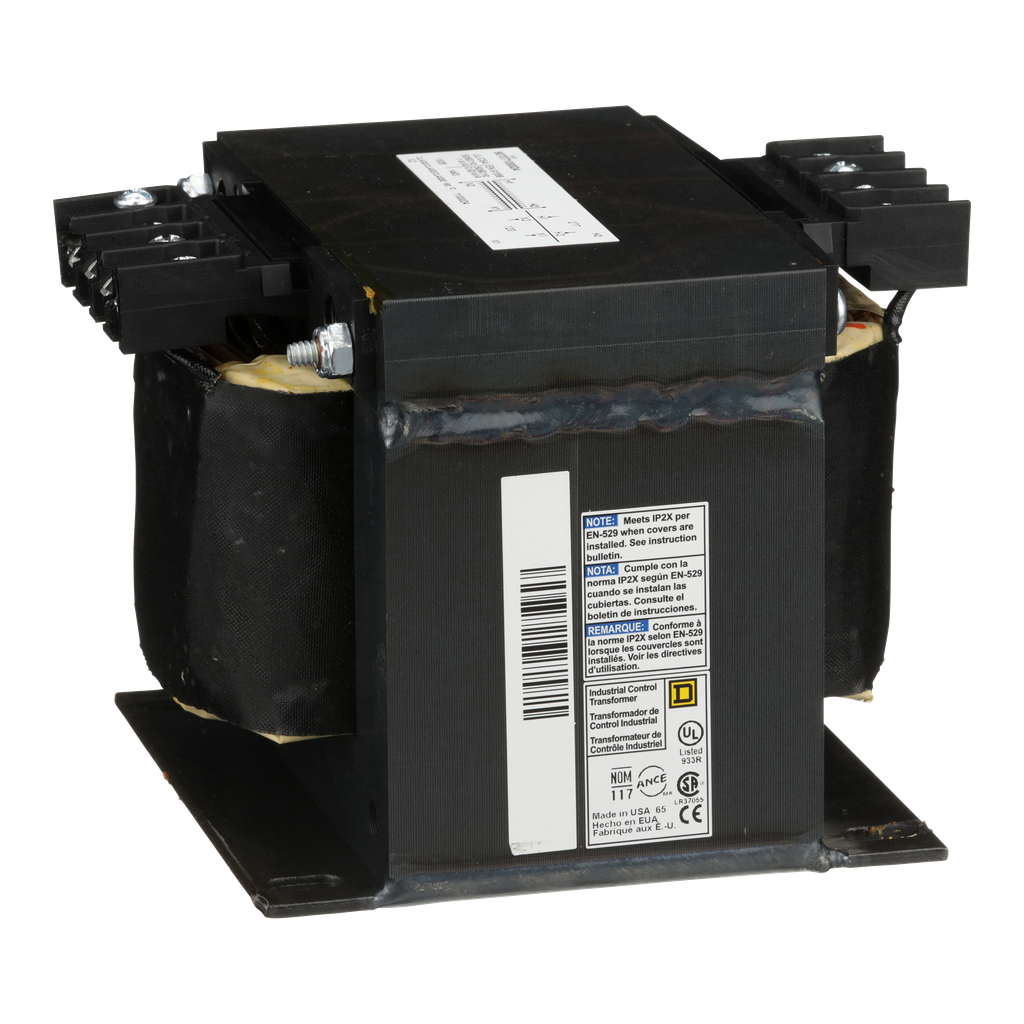 9070T1000D4 – Transformer, Type T, industrial control, 1000VA, 1 phase, 277V primary, 120V secondary, 115C rise