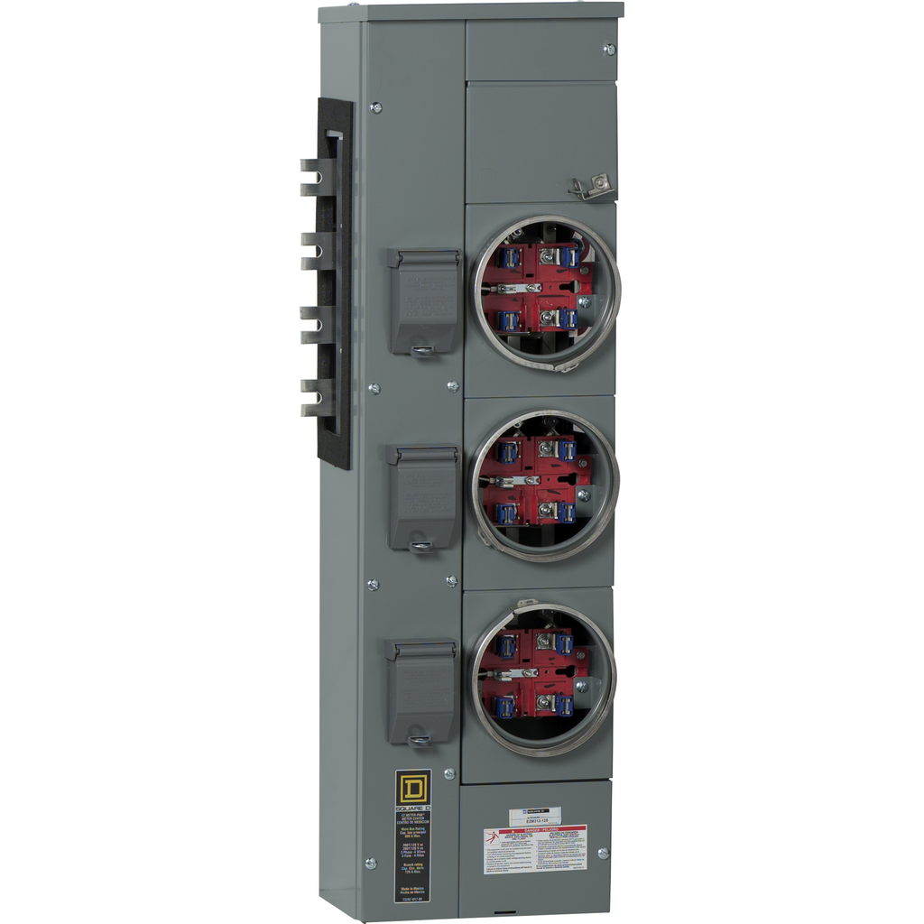 EZMH316125X – Branch unit, EZ Meter-Pak, 125A, 6 x 5 jaw sockets, 208Y/120VAC, horn bypass, ringless, 1200A Al/Cu busbar