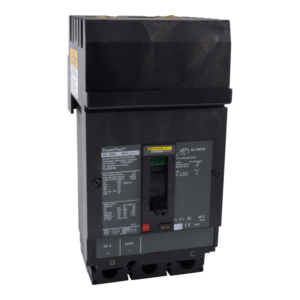 HLA260154 – Circuit breaker, PowerPacT H, 15A, 2 pole, 600VAC, 50 kA, I-Line, thermal magnetic, 80%, BC