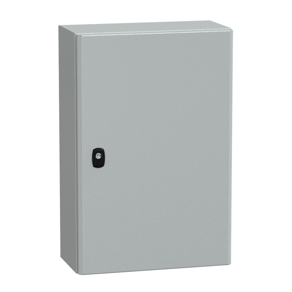 NSYS3D6420P – Wall mounted steel enclosure, PanelSeT S3D, plain door, with mounting plate, 600x400x200mm, IP66, IK10