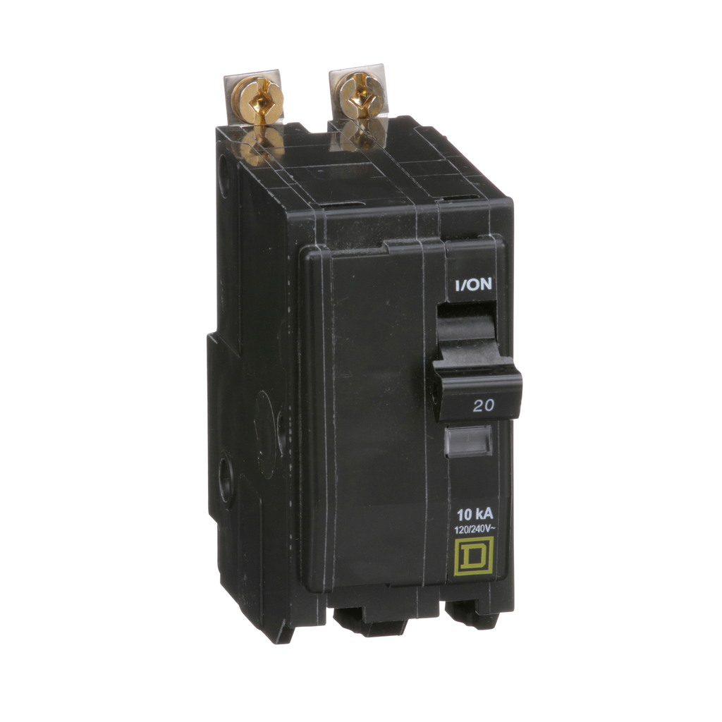 QOB220CP – Mini circuit breaker, QO, 20A, 2 pole, 120/240VAC, 10kA, bolt on, consumer pack