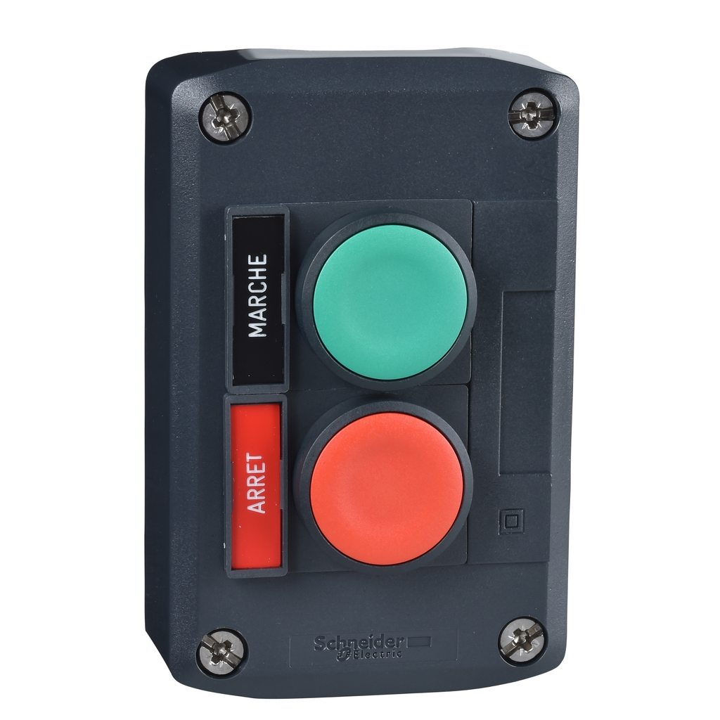 Mayer-DDS-Complete control station, Harmony XALD, XALK, dark grey, 2  push buttons 22mm, 1NO +1NC-1