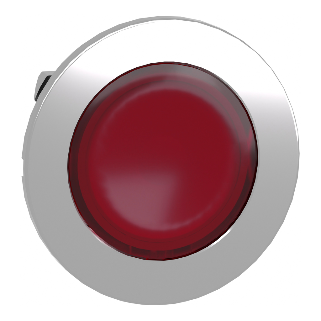 ZB4FV043 – Head for pilot light, Harmony XB4, flush mounted, red, 30mm, with plain lens, universal LED