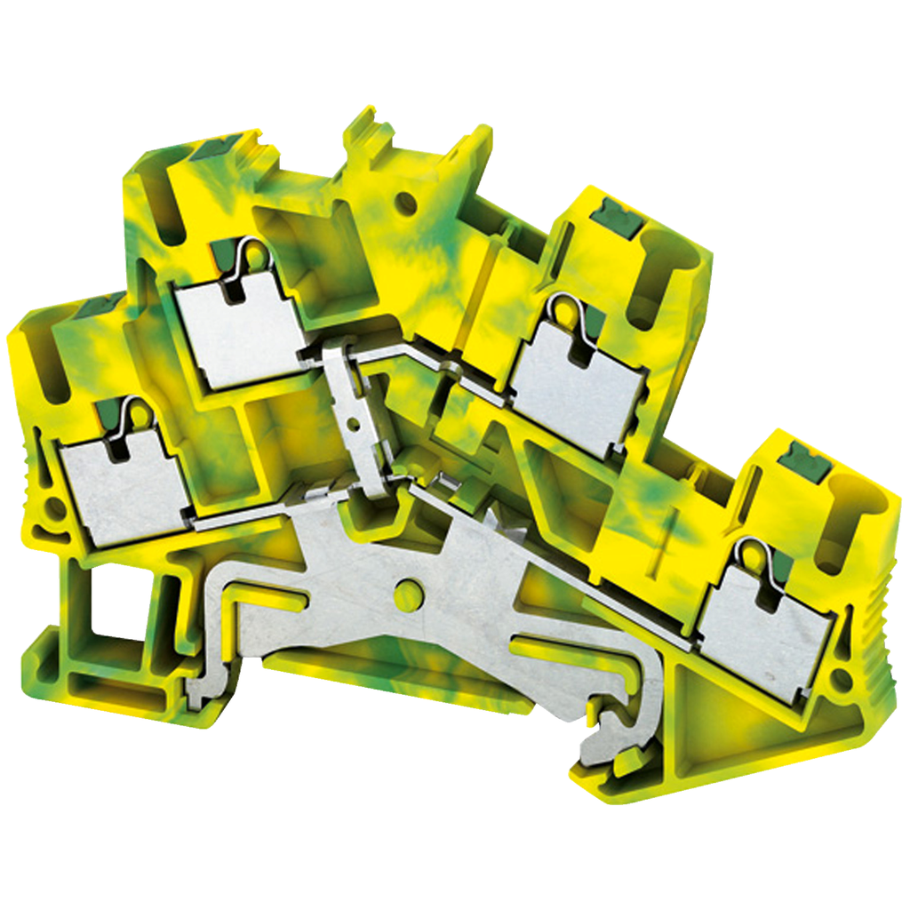 NSYTRP24DPE – Terminal block, Linergy TR, push-in type, 4 points, 2.5mm², double level, protective earth, green-yellow, set of 50