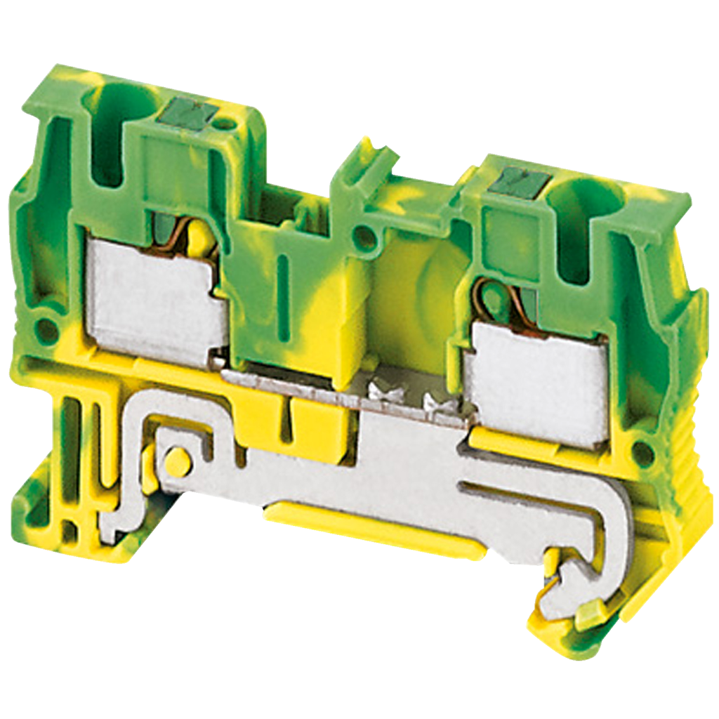 NSYTRP42PE – Terminal block, Linergy TR, push-in type, 2 points, 4mm², feed through, grounded, green-yellow, set of 50