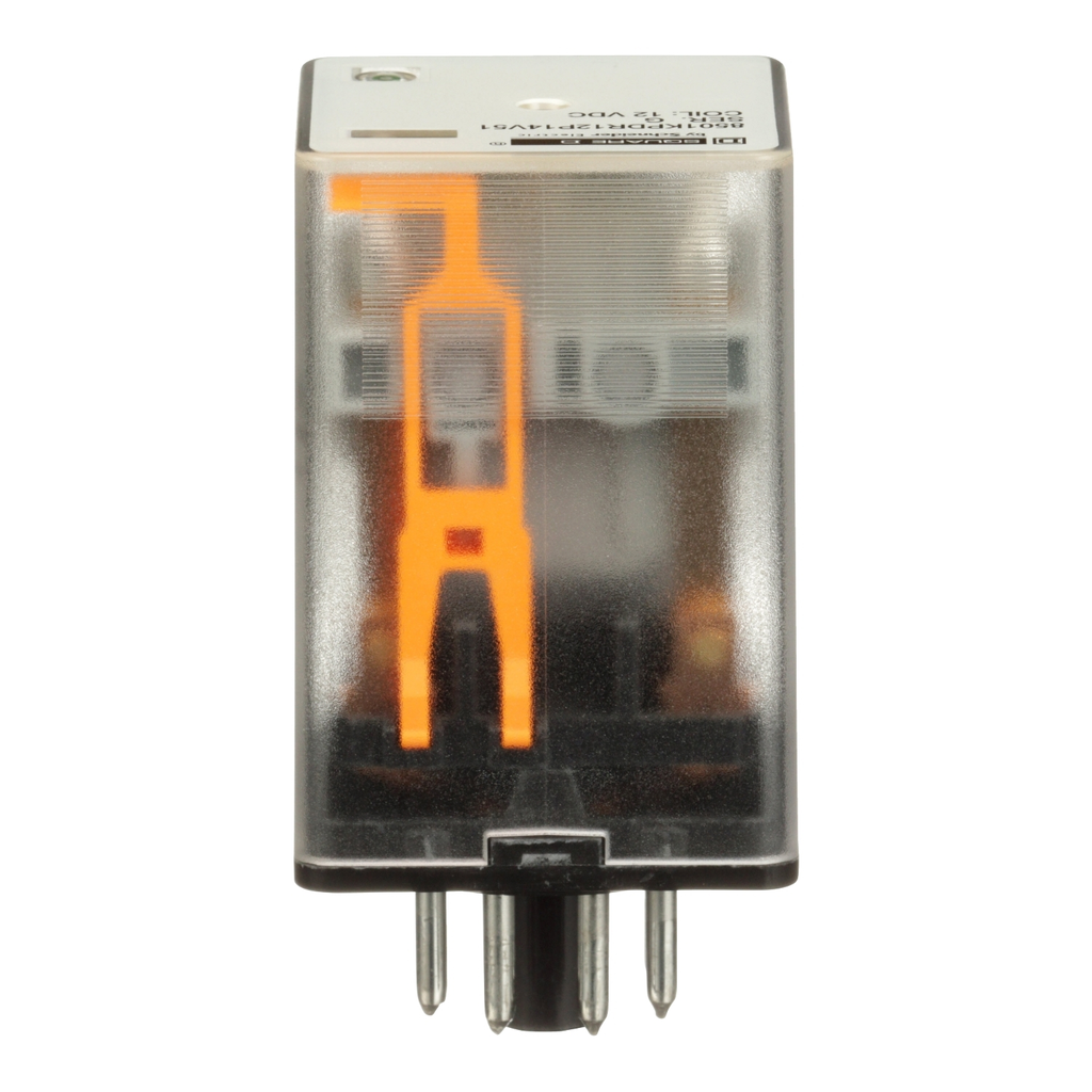 Mayer-DDS-Plug in relay, Type KP, tubular, 1 HP at 277 VAC, 10A resistive at 120 VAC, 8 pin, DPDT, 2 NO, 2 NC, 12 VDC coil, light-2