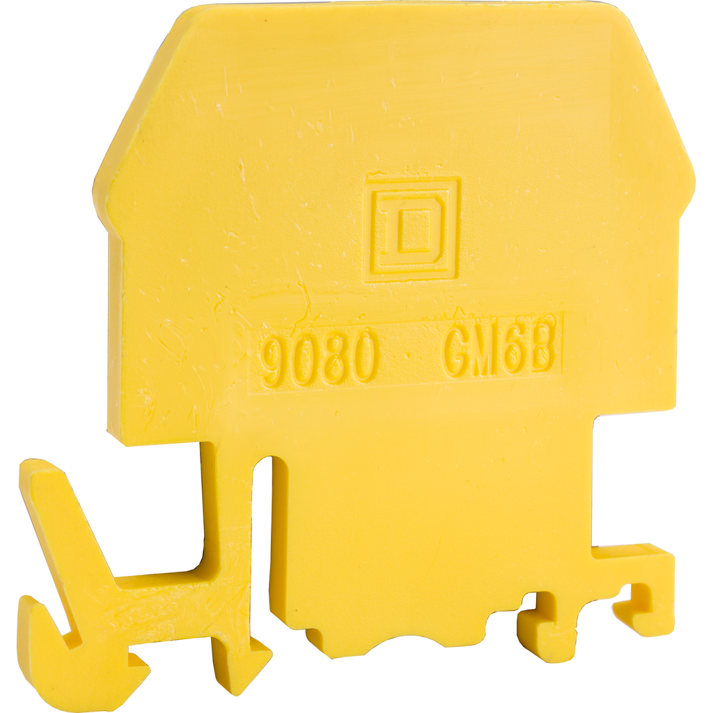 Mayer-DDS-Terminal block, Linergy, end barrier, yellow color, for 9080GM6 or 9080GR6 terminal block-1