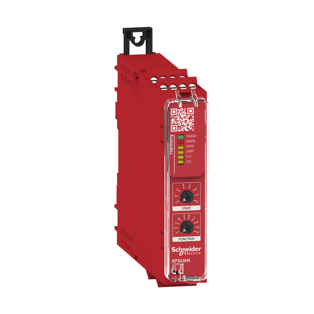 XPSUAK32AP – Safety module, Harmony XPSU, Cat 4, features XPSUAF with PNP or NPN, safety mat, 48 to 240V AC or DC, screw