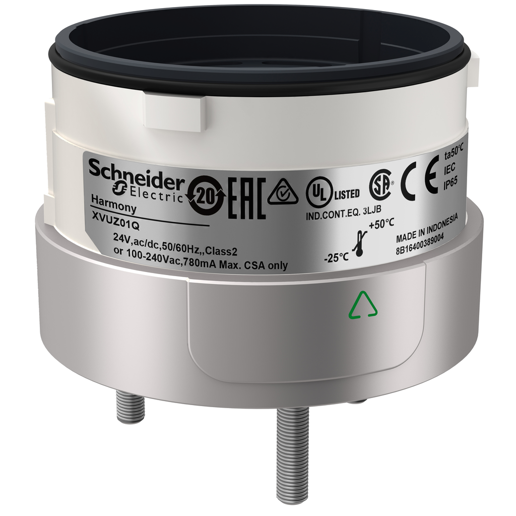XVUZ01Q – Fixing unit for modular tower lights, Harmony XVU, silver, 60mm, 3 pins direct mounting