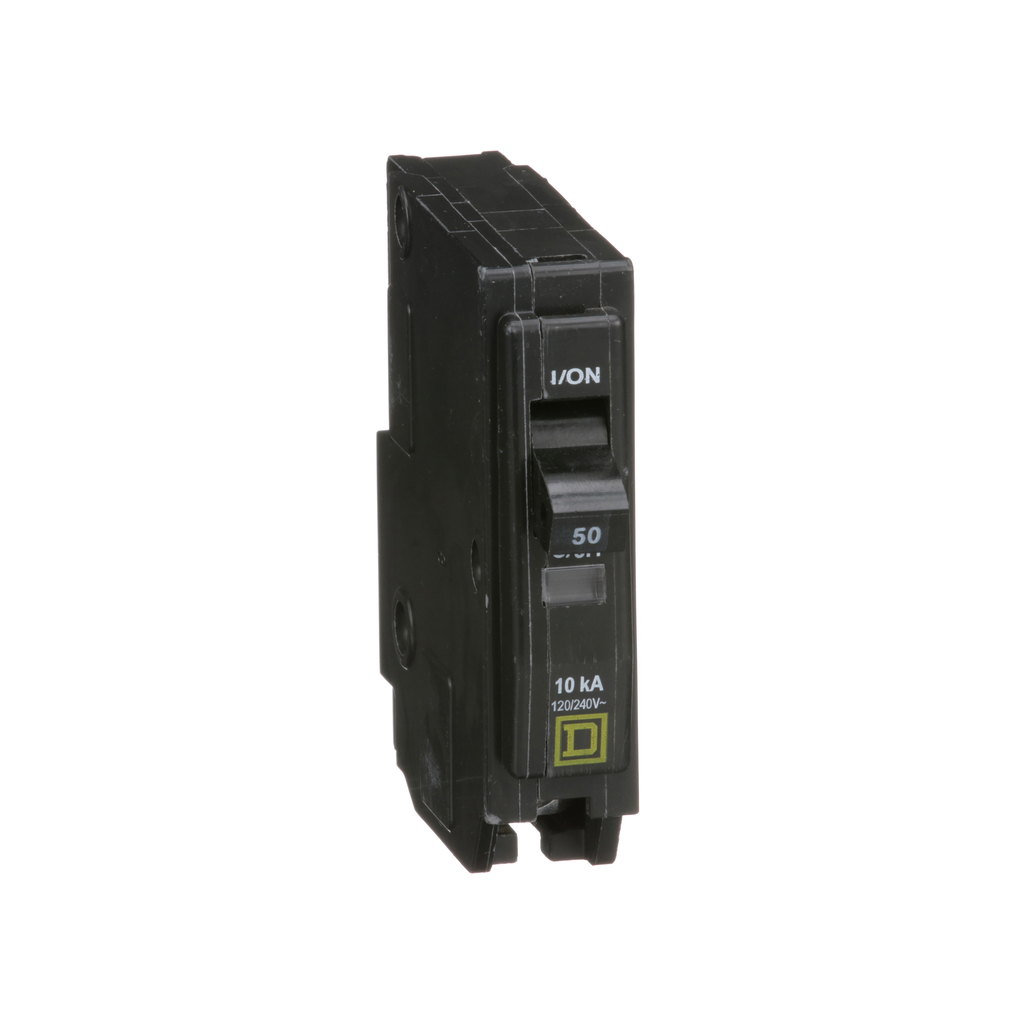 QO150 – Mini circuit breaker, QO, 50A, 1 pole, 120/240VAC, 10kA, plug in