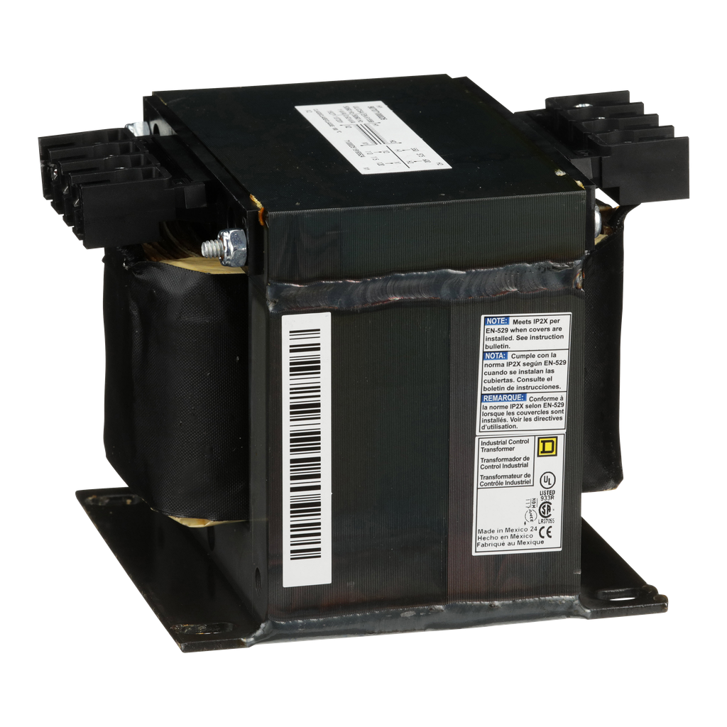 9070T1000D5 – Transformer, Type T, industrial control, 1000VA, 1 phase, 600V primary, 120V secondary, 115C rise