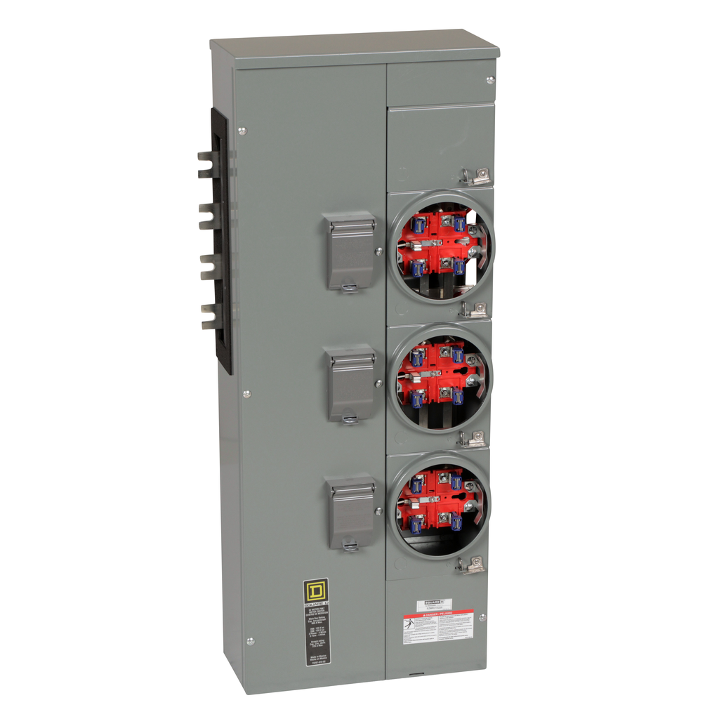 EZMR313225 – Branch unit, EZ Meter-Pak, 225A, 3 x 5 jaw sockets, 208Y/120VAC, no bypass, ringless, 800A Al busbar