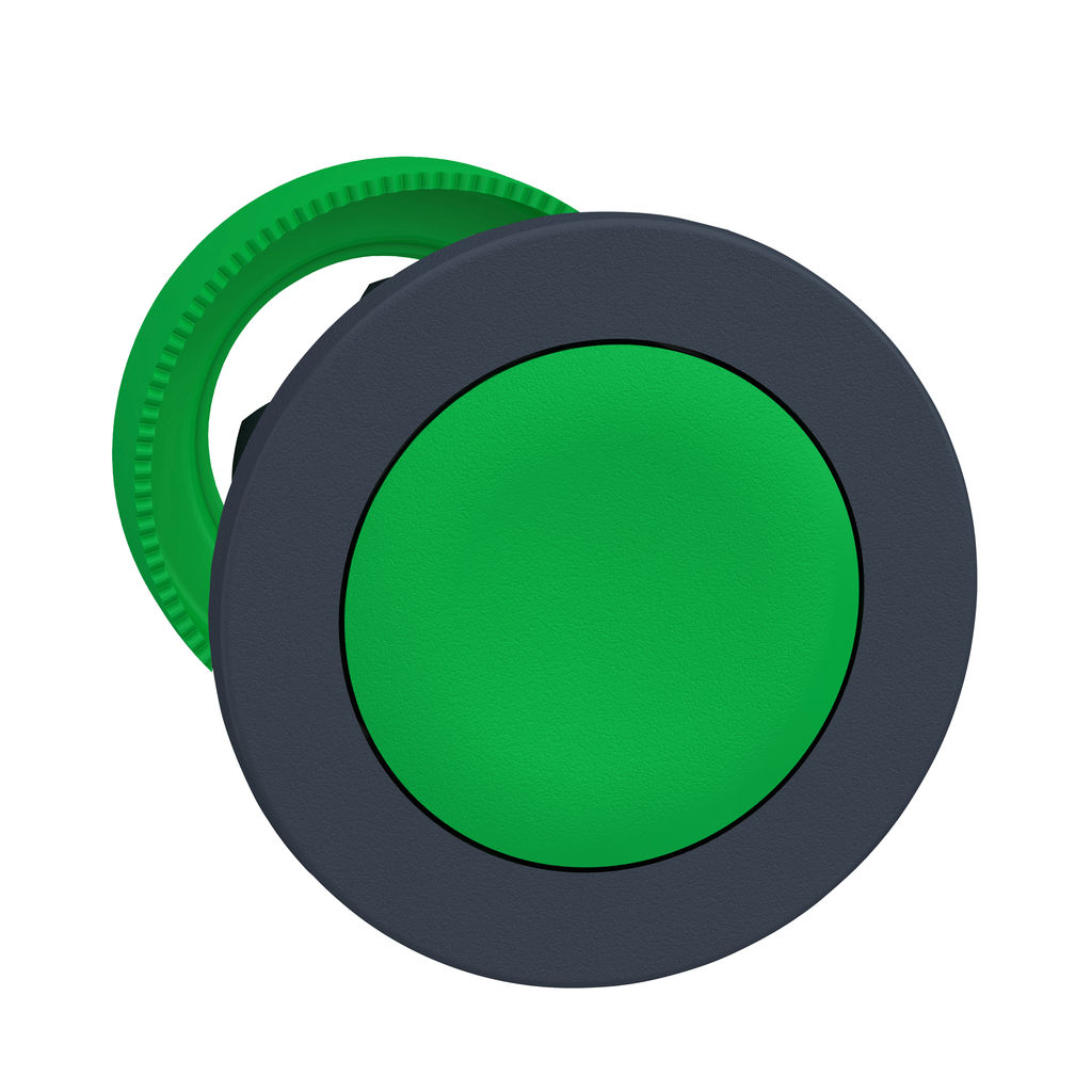 ZB5FA3 – Antimicrobial Flush mounted push button head, Harmony XB5, plastic, green, 30mm, spring return, unmarked