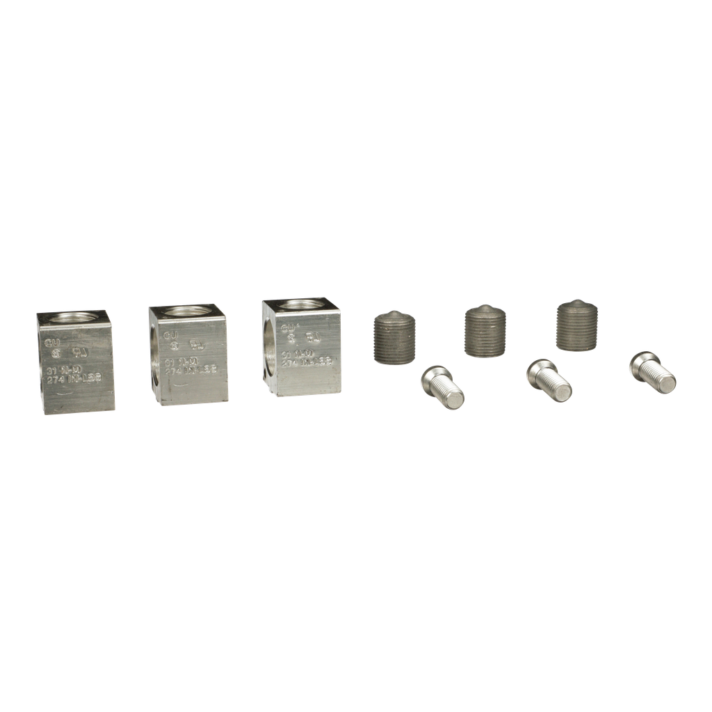 CU400L61K3 – Circuit breaker accessory, PowerPacT L, lug kit, mechanical, 250/400A, 2 AWG to 600kcmil, copper, qty 3