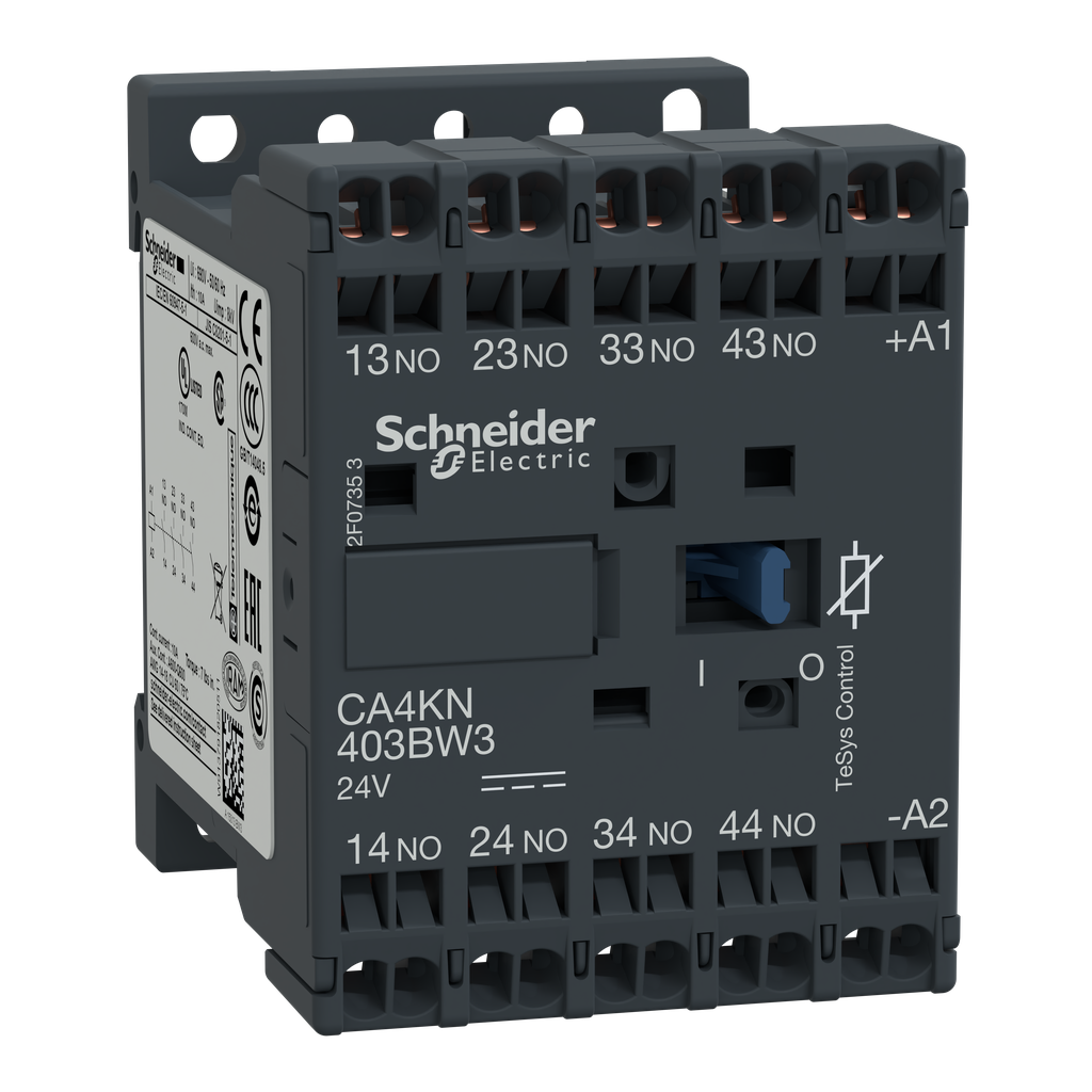 CA4KN403BW3 – Control relay, TeSys K, 4 NO, lt or eq to 690V, 24VDC low consumption coil