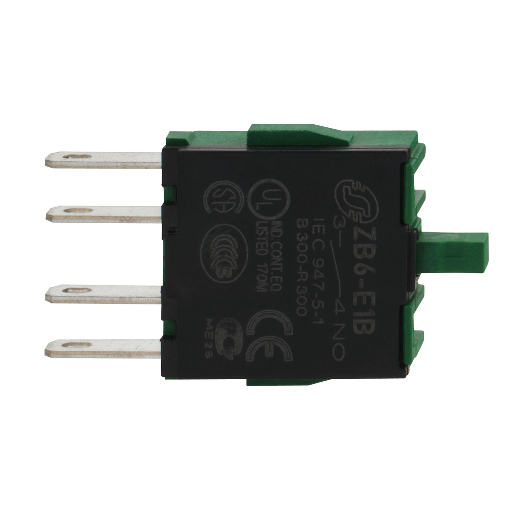 ZB6E1B – Contact block, Harmony XB6, single contact, for head 16mm, silver alloy, faston connector, 1NO