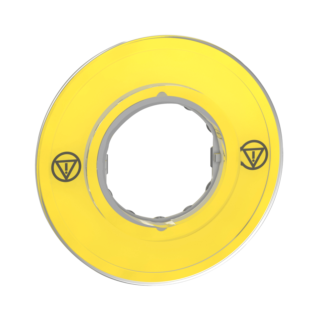 ZBY9121 – Legend holder 60mm for emergency stop switching off push button, Harmony XB4, plastic, yellow, unmarked