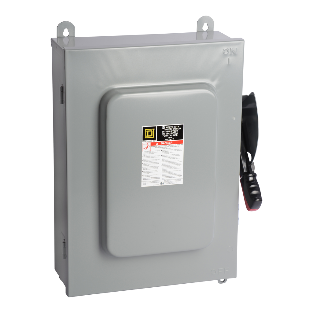 HU663AWK – Safety switch, heavy duty, non fusible, 100A, 6 pole, 75hp, 600VAC/DC, NEMA 12