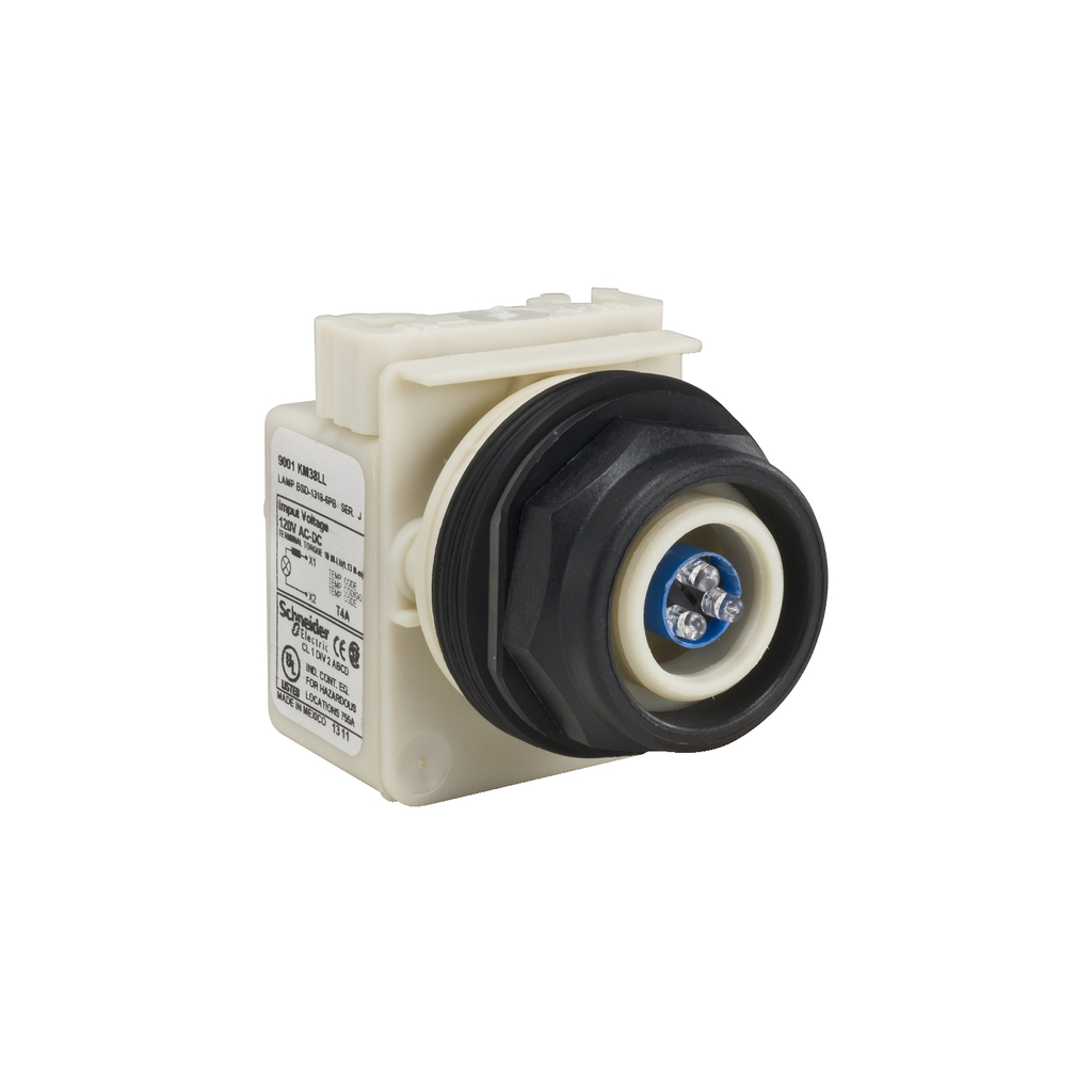 Mayer-DDS-Pilot light head, Harmony 9001SK, plastic, without cap, 30mm, LED blue, 120V-1