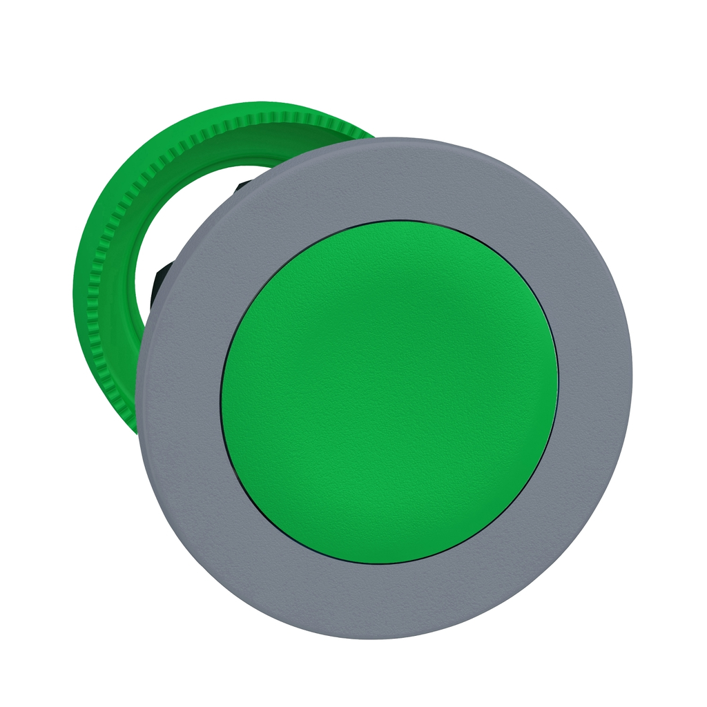 Mayer-DDS-Harmony XB5, Flush mounted push button head, plastic, green, 30mm, push-push, grey bezel-1