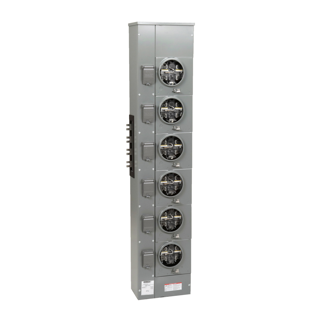 EZML316125 – Branch unit, EZ Meter-Pak, 125A, 6 x 5 jaw sockets, 208Y/120VAC, lever bypass, ringless, 800A Al busbar