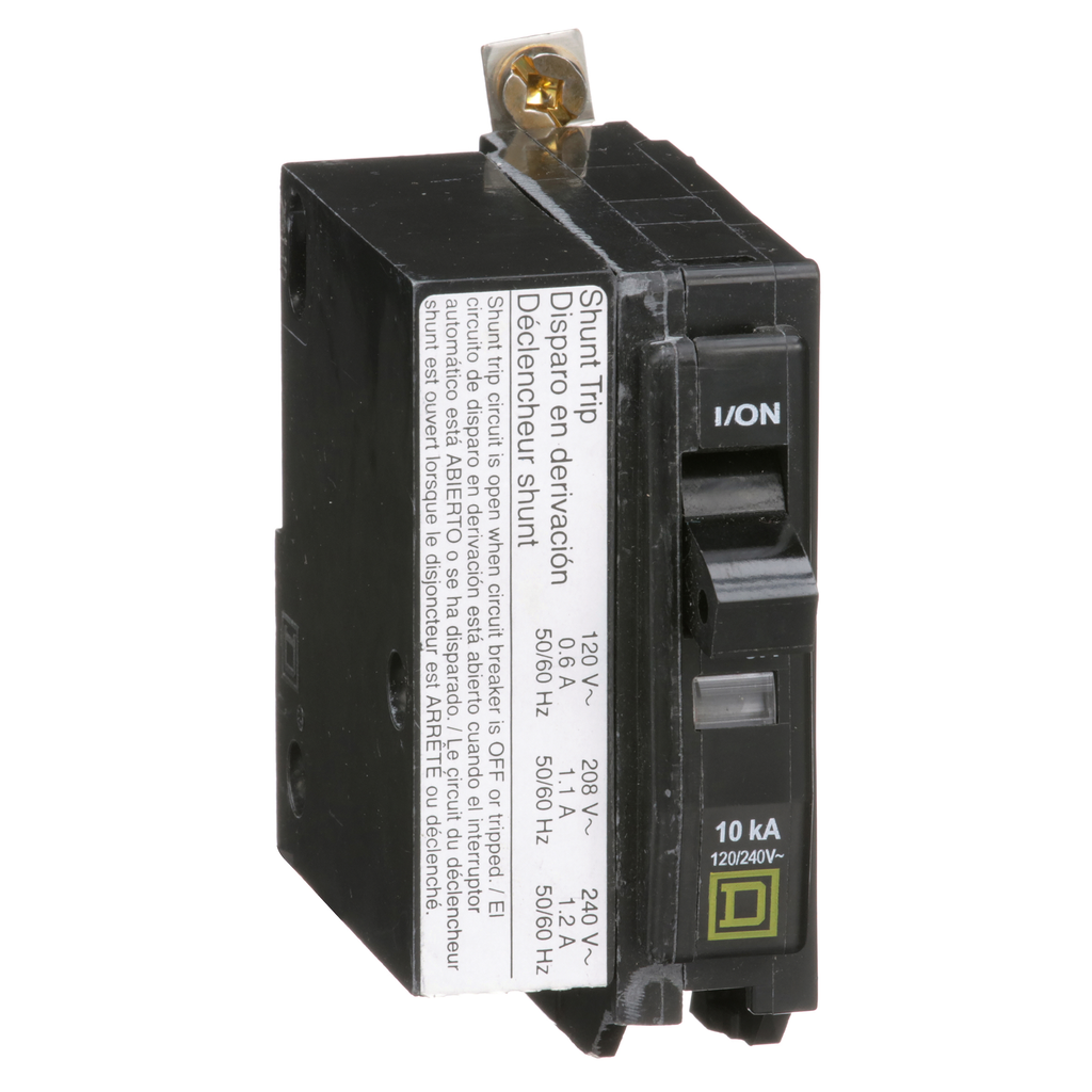 QOB1301021 – Mini circuit breaker, QO, 30A, 1 pole, 120/240VAC, 10kA, bolt on, AC shunt