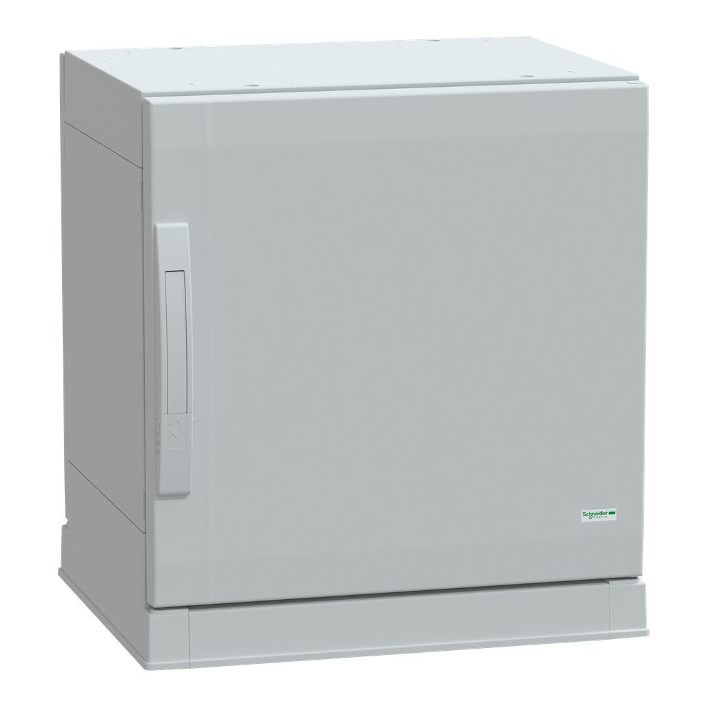 NSYPLAZ554G – Floor standing polyester enclosure, Thalassa PLA, plain door, open bottom, 500x500x420mm, IP54, IK10