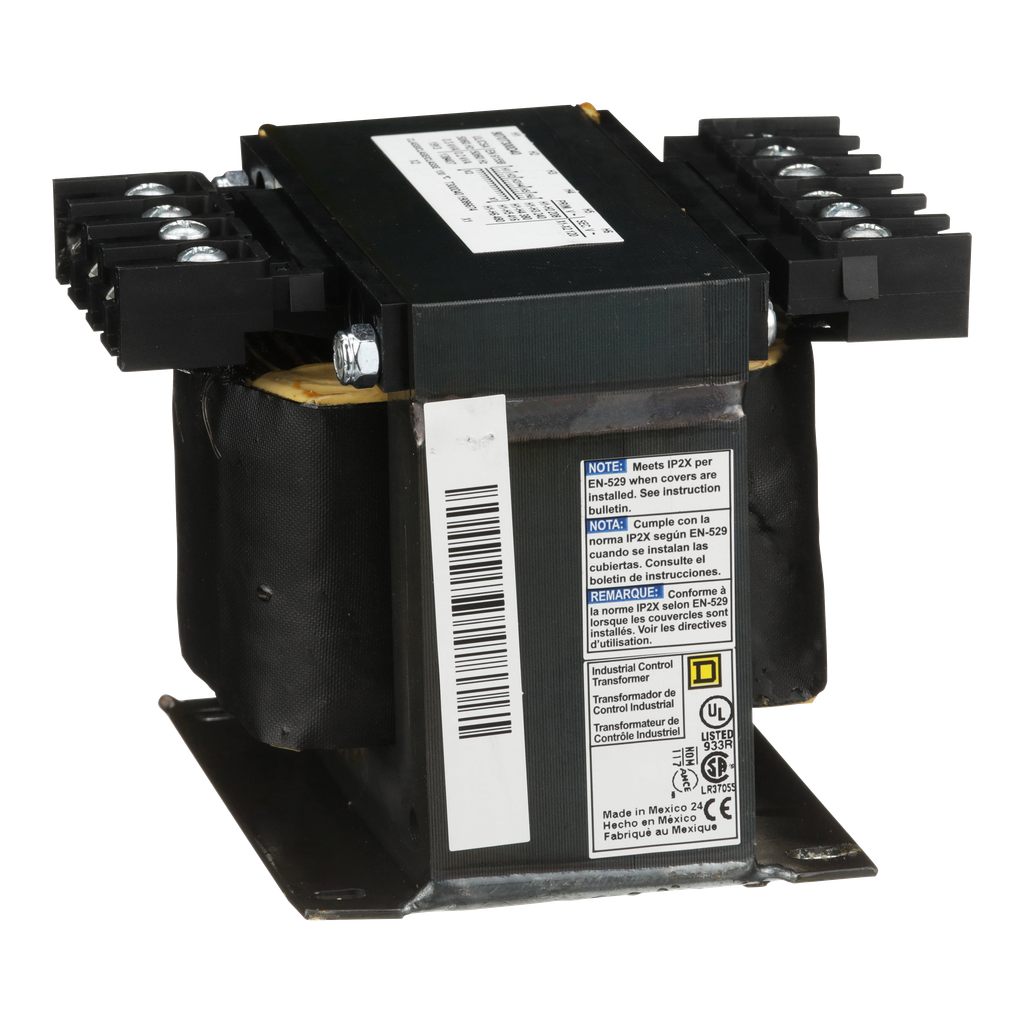 9070T300D40 – Transformer, Type T, industrial control, 300VA, 1 phase, multiple voltages, 80C rise