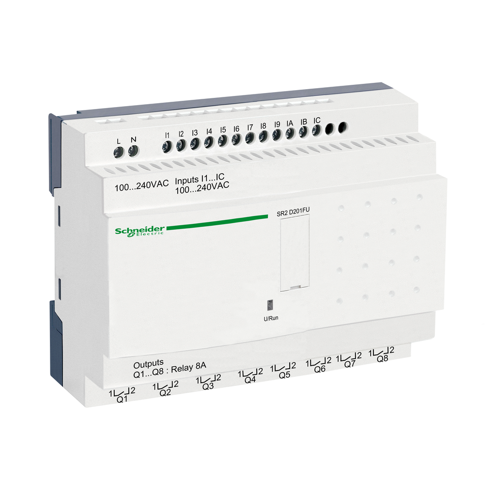SR2D201FU – compact smart relay, Zelio Logic SR2 SR3, 20 IO, 100 to 240V AC, no clock, no display