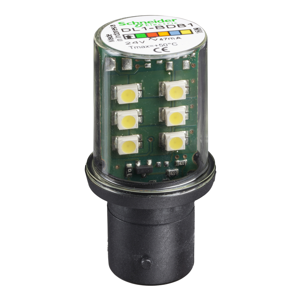 DL1BDB1 – LED bulb, Harmony XVB, BA 15d, white, steady light, 24V AC/DC