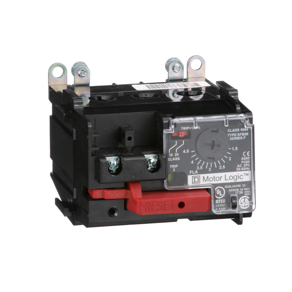 9065SFB20 – Overload Relay, Motor Logic, solid state overload relay, NEMA Size 00, 3 pole, 1.5A to 4.5A, 600VAC, separate mount