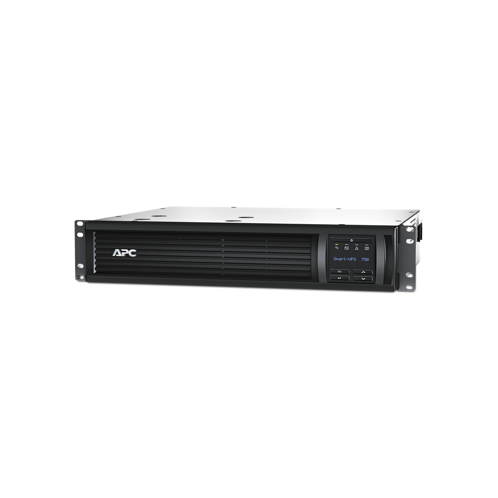 SMT750RM2UC – APC Smart-UPS, Line Interactive, 750VA, Rackmount 2U, 120V, 6x NEMA 5-15R outlets, SmartConnect Port SmartSlot, AVR, LCD