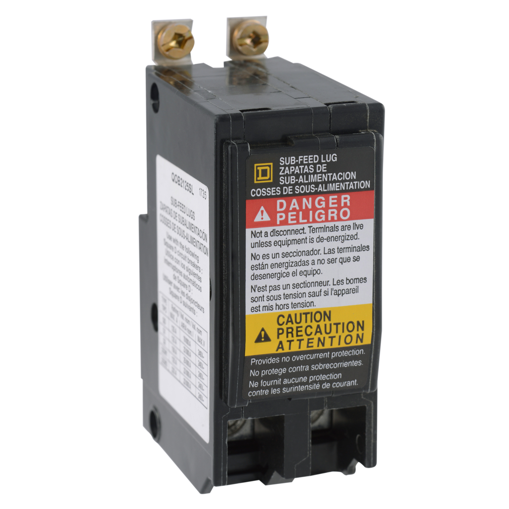 QOB2125SL – Mini circuit breaker accessory, lug kit, 125A, 2 pole, 2 spaces, subfeed