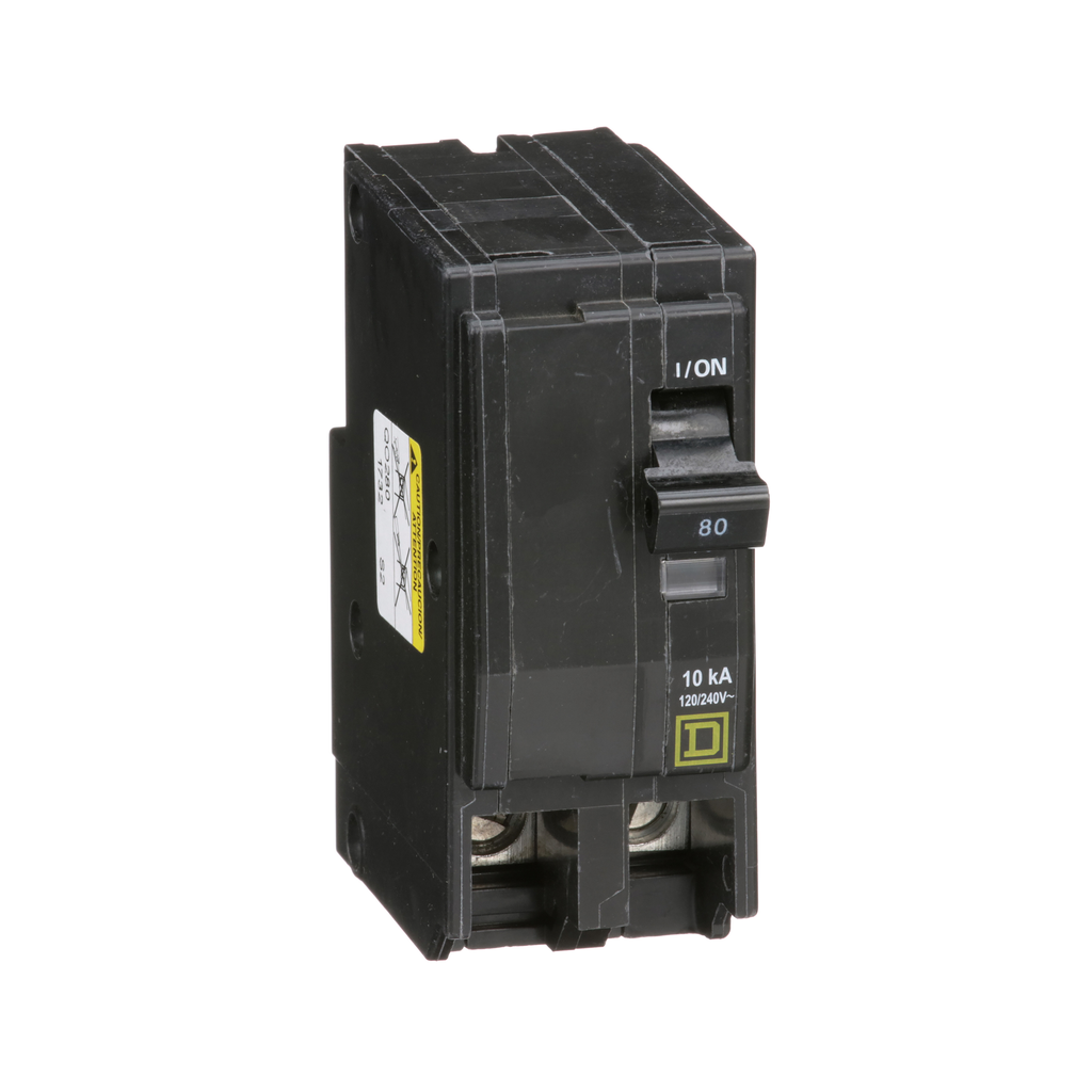 QO280 – Mini circuit breaker, QO, 80A, 2 pole, 120/240VAC, 10kA, plug in