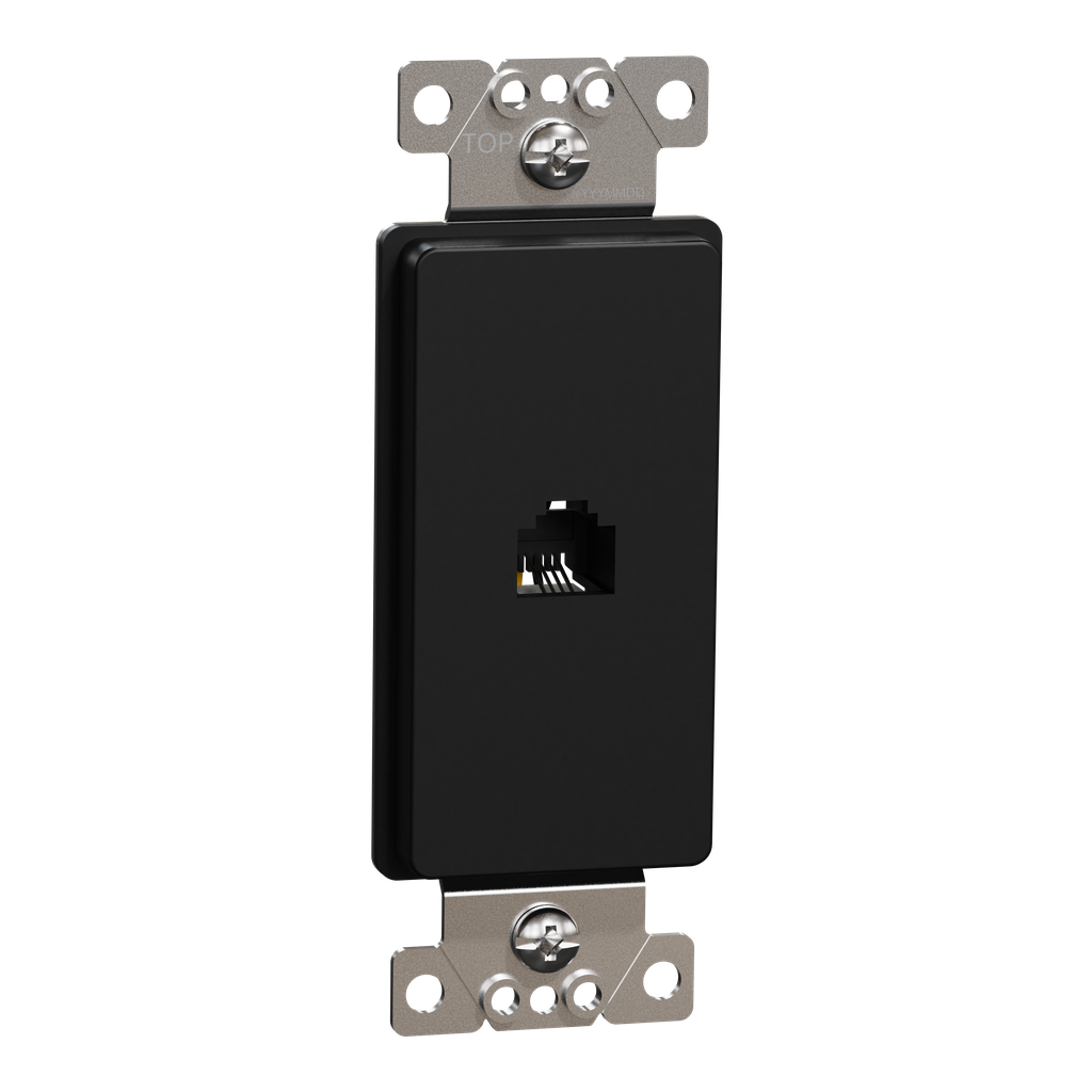 SQR87T01BK – Telephone socket, X Series, RJ11 (4P4C), 1 gang, black, matte finish