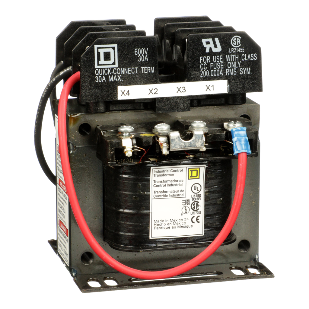 9070TF100D33 – Industrial control transformer, Type TF, 1 phase, 100VA, 380/400/415V primary, 115/230V secondary, 50/60Hz