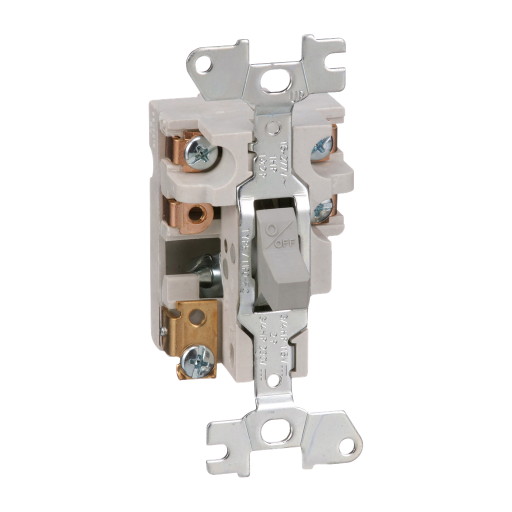 2510FO2 – Manual Starter, fractional horsepower, 16A, 2 poles, 1 HP at 277 VAC, toggle operated, no indicator, open style