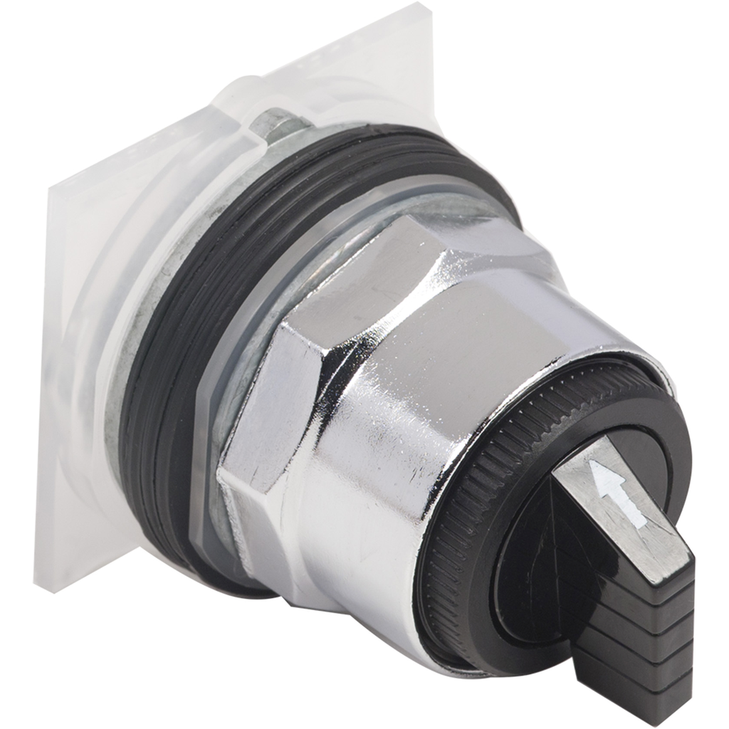 9001KS63B – Selector switch head, Harmony 9001K, metal, standard handle, black, 30mm, 3 positions, spring return left to center