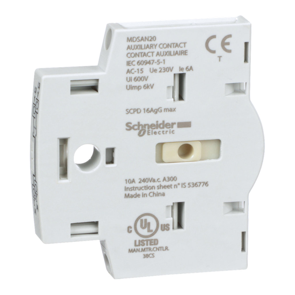 MDSAN20 – MD motor disconnect switch, auxiliary contact module, 2 NO