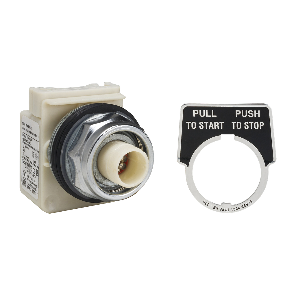 Product image for Square D 9001KR9P38LR 30 mm Metal Bezel 2-Position Mushroom Illuminated Push Button Operator