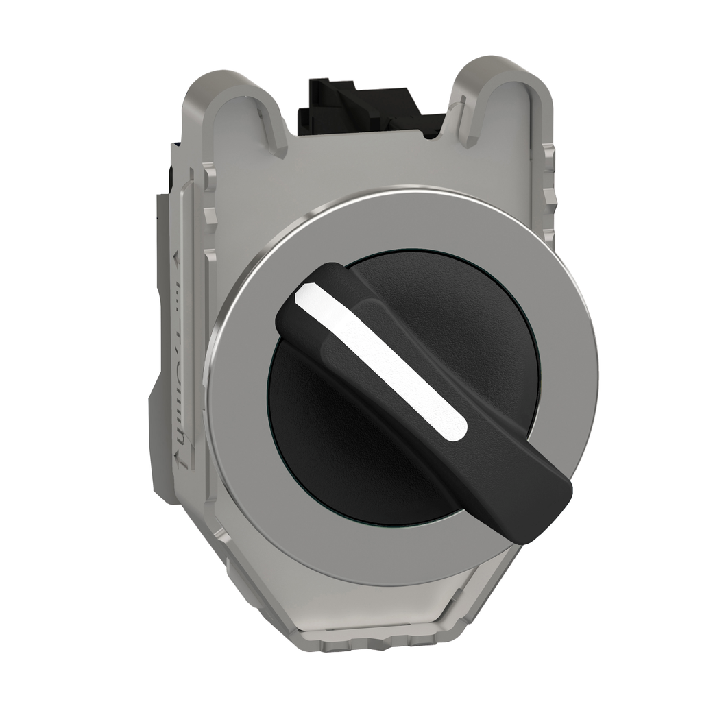 XB4FD21 – Selector switch flush mounted, Harmony XB4, metal, black, 30mm, 2 positions, stay put, 1NO