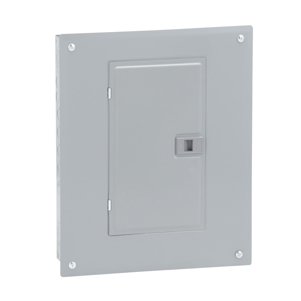 HOM1224L125PGC – Load center, Homeline, 1 phase, 12 spaces, 24 circuits, 125A convertible main lugs, PoN, NEMA1, gnd bar, combo cover